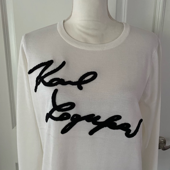 Karl Lagerfeld signature logo print pullover sweater - Picture 7 of 14